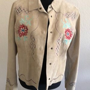 Embroidered suede jacket